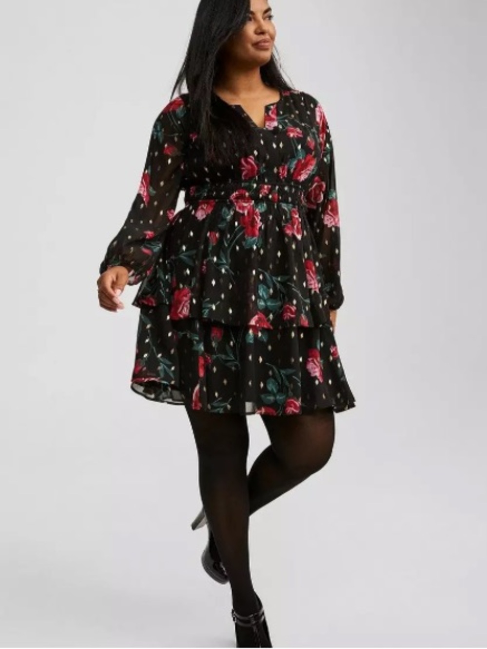 Torrid smocked waist mini floral babydoll dress size 1 flowy